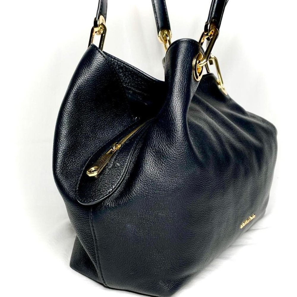 Michael Kors Raven Large Shoulder Tote Black Leather w/ Gold Hardware - Picture 2 of 12
